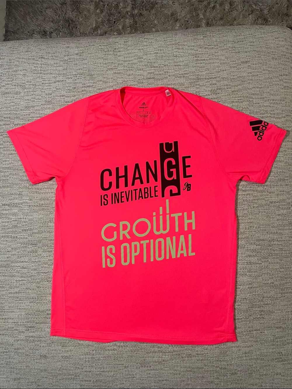 Adidas Mens L Neon Pink Graphic Motivational T Shirt - Picture 3 of 13